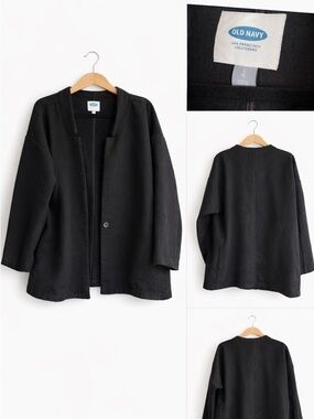 🐞 Old Navy Black Lightweight Open Front Jacket – Size Large 🖤